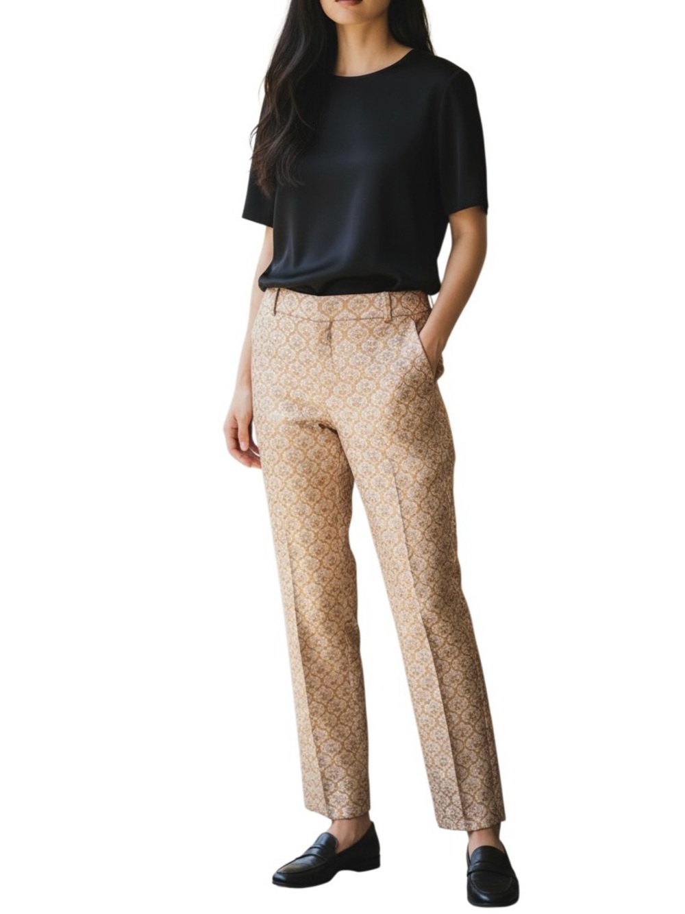 J. Crew Collection Patterned Jacquard Pants in Pink, Brown, Yellow & Blue